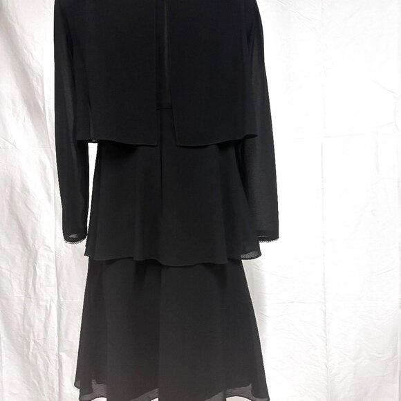 Vintage Black Tiered Dress, Sz 10 (M) - Picture 4 of 8